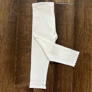 H&M Girls NWOT White Stretch Capri Leggings Eyelet Trim Size 8